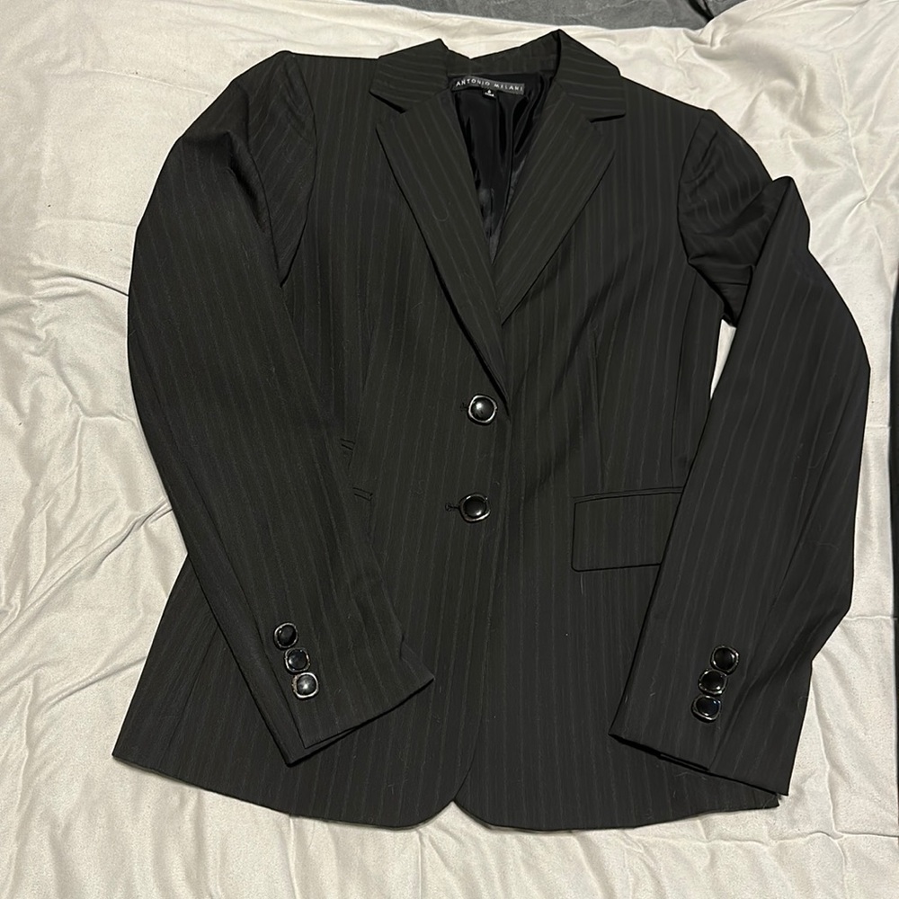 Antonio Melani black pinstripe skirt suit (0/2)